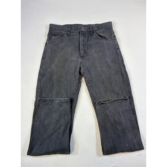 Vintage Rustler Black Jeans Mens 34x34 Straight Leg Distressed Y2K Western - Picture 3 of 16
